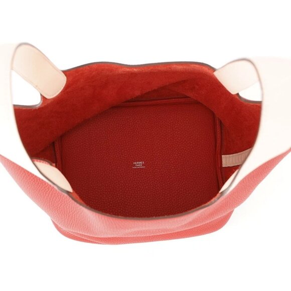 HERMES Picotin Lock Touch Size MM Taurillon Clemence/Swift Leather Rouge - Picture 8 of 11